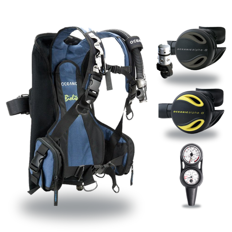 Oceanic Regulator + BCD Scuba Package – Biolite Mens BCD + ZEO FDX-I Regulator + Alpha 8 Octopus + Maxdepth Gauge Console —…
