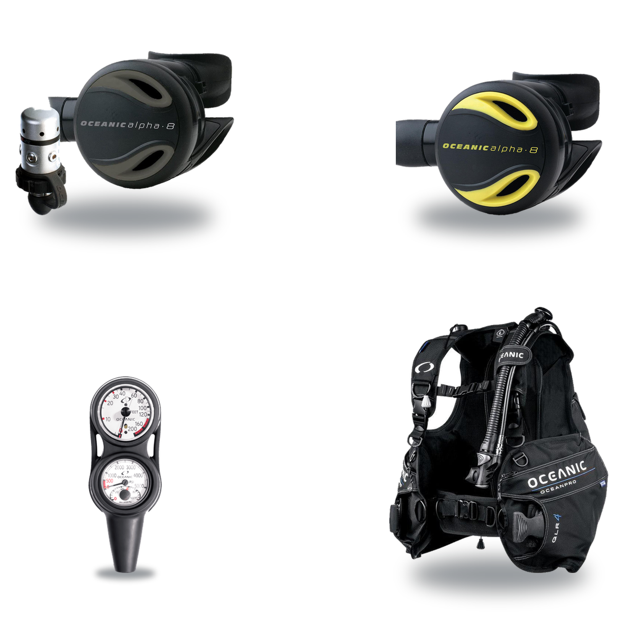Oceanic Regulator + BCD Scuba Package – Biolite Mens BCD + ZEO FDX-I Regulator + Alpha 8 Octopus + Maxdepth Gauge Console —…