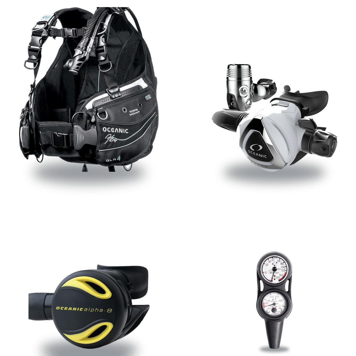 Oceanic Regulator + BCD Scuba Package – Hera BCD + Delta 5 + EDX Regulator + Alpha 8 Octopus + Maxdepth Gauge Console — incl…