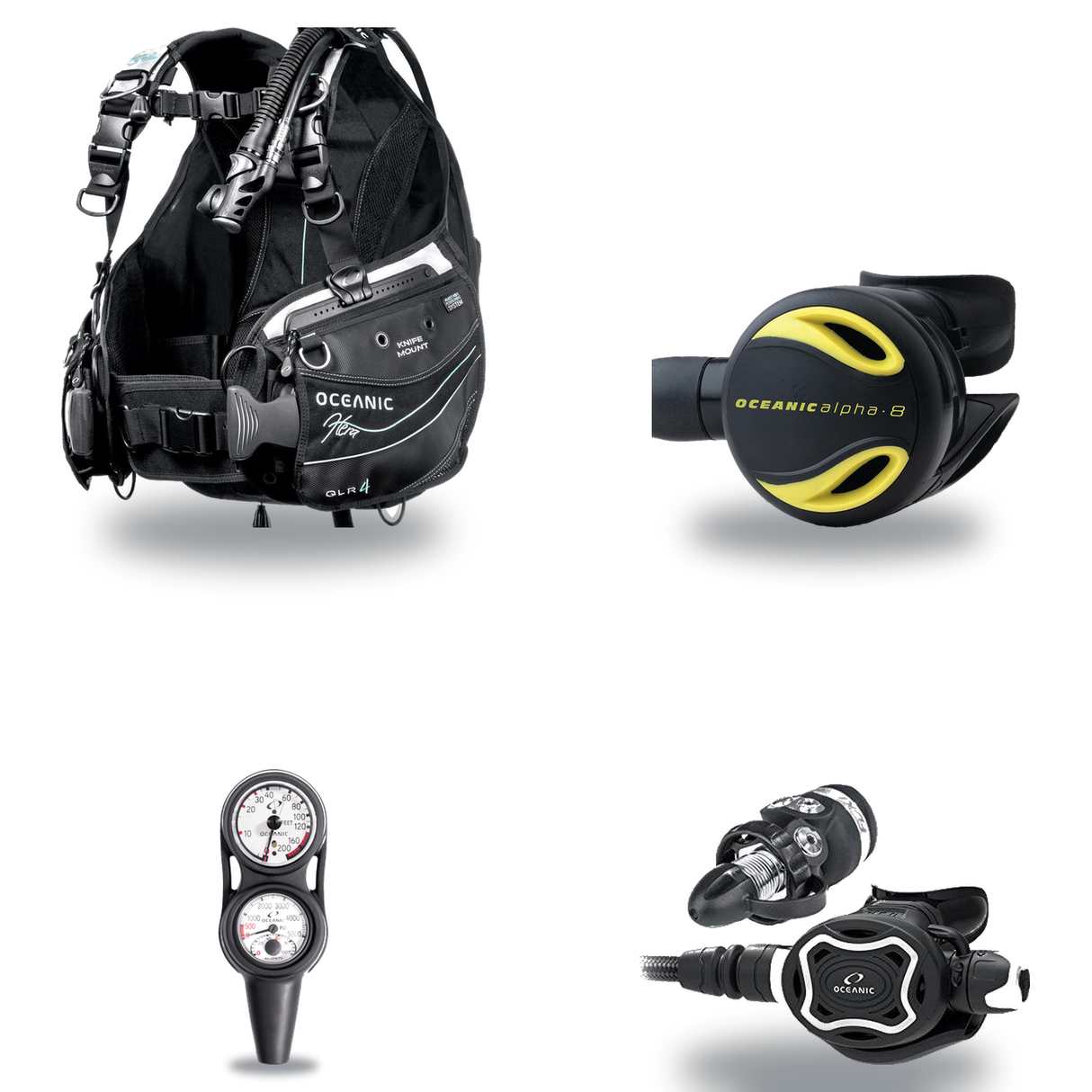 Oceanic Regulator + BCD Scuba Package – Hera BCD + Delta 5 + EDX Regulator + Alpha 8 Octopus + Maxdepth Gauge Console — Ocea…