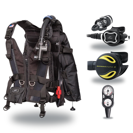 Oceanic Regulator + BCD Scuba Package – Hera BCD + Delta 5 + EDX Regulator + Alpha 8 Octopus + Maxdepth Gauge Console — Zeag…