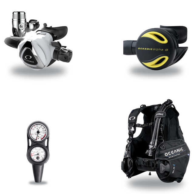 Oceanic Regulator + BCD Scuba Package – OceanPro BCD + Delta 5 + EDX Regulator + Alpha 8 Octopus + Maxdepth Gauge Console —…