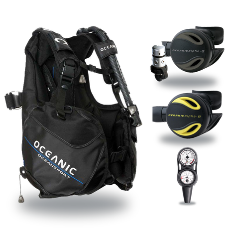 Oceanic Regulator + BCD Scuba Package – Oceansport BCD + Alpha 8 + SP5 Regulator + Alpha 8 Octopus + Maxdepth Gauge Console…