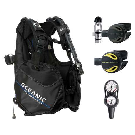 Oceanic Regulator + BCD Scuba Package – Oceansport BCD + Alpha 8 + SP5 Regulator + Alpha 8 Octopus + Maxdepth Gauge Console…