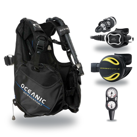Oceanic Regulator + BCD Scuba Package – Oceansport BCD + Alpha 8 + SP5 Regulator + Alpha 8 Octopus + Maxdepth Gauge Console…