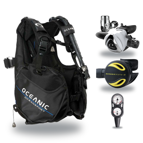 Oceanic Regulator + BCD Scuba Package – Oceansport BCD + Alpha 8 + SP5 Regulator + Alpha 8 Octopus + Maxdepth Gauge Console…