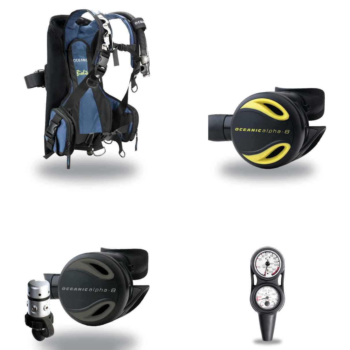 Oceanic Regulator + BCD Scuba Package – Oceansport BCD + Alpha 8 + SP5 Regulator + Alpha 8 Octopus + Maxdepth Gauge Console…