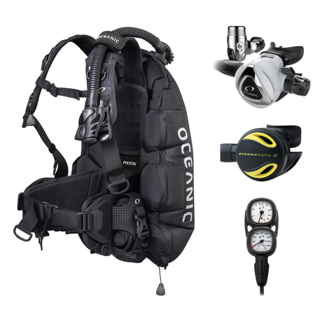 Oceanic Regulator + BCD Scuba Package – Photon Air Men's BCD w/ Color Kit + Delta 5 EDX Regulator + Alpha 8 Octopus + Maxvie…