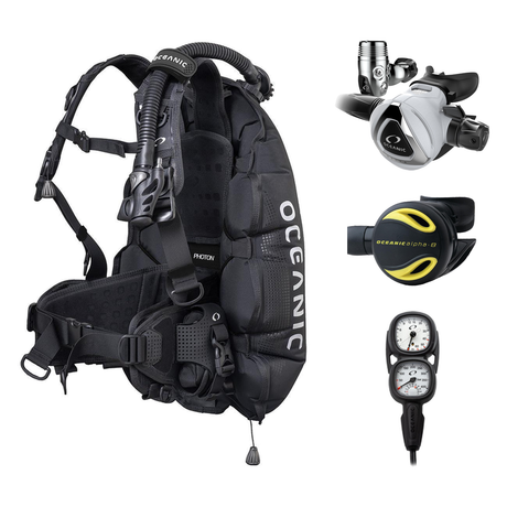 Oceanic Regulator + BCD Scuba Package – Photon Air Men's BCD w/ Color Kit + Delta 5 EDX Regulator + Alpha 8 Octopus + Maxvie…
