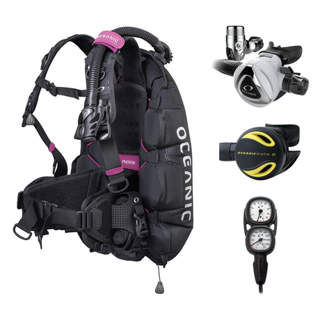 Oceanic Regulator + BCD Scuba Package – Photon Air Men's BCD w/ Color Kit + Delta 5 EDX Regulator + Alpha 8 Octopus + Maxvie…