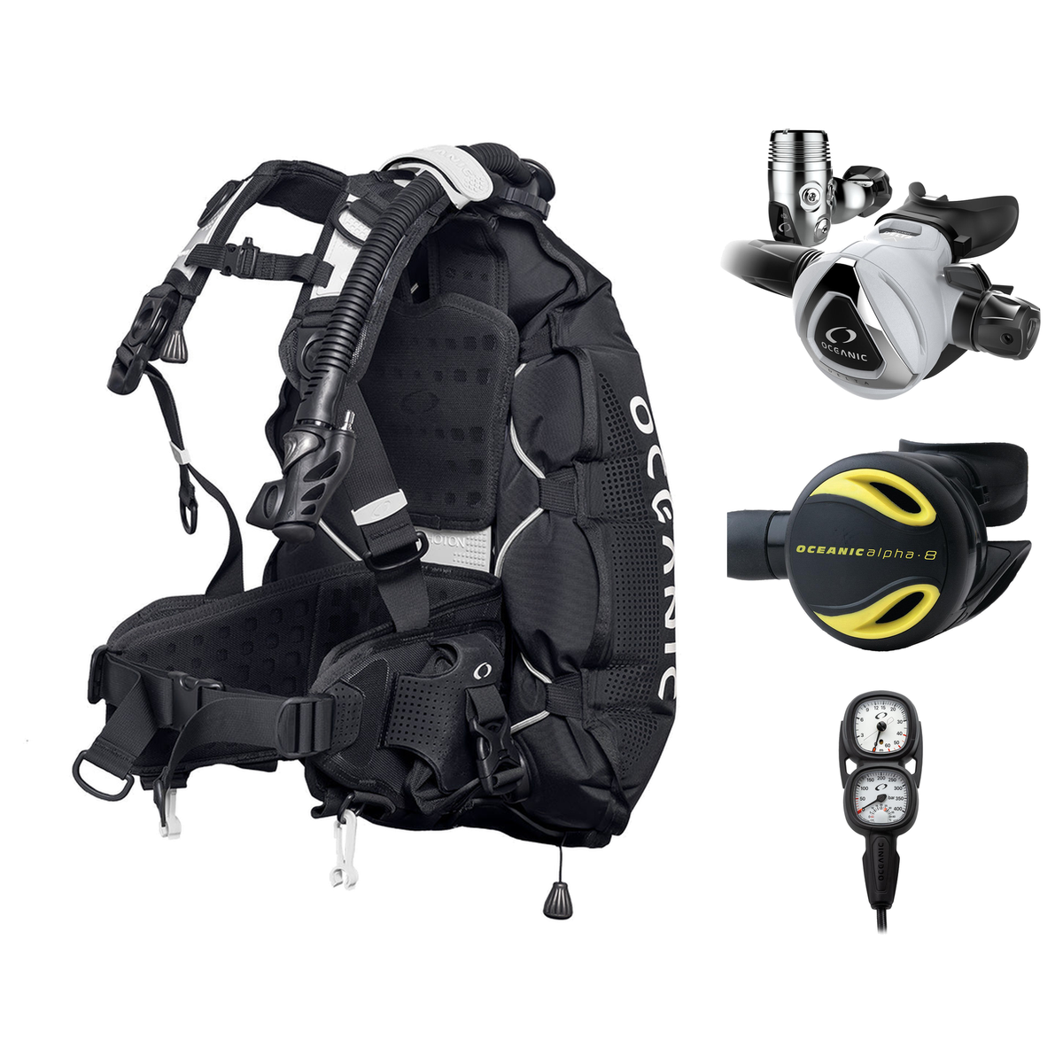 Oceanic Regulator + BCD Scuba Package – Photon Air Women's BCD w/ Color Kit + Delta 5 EDX Regulator + Alpha 8 Octopus + Maxv…