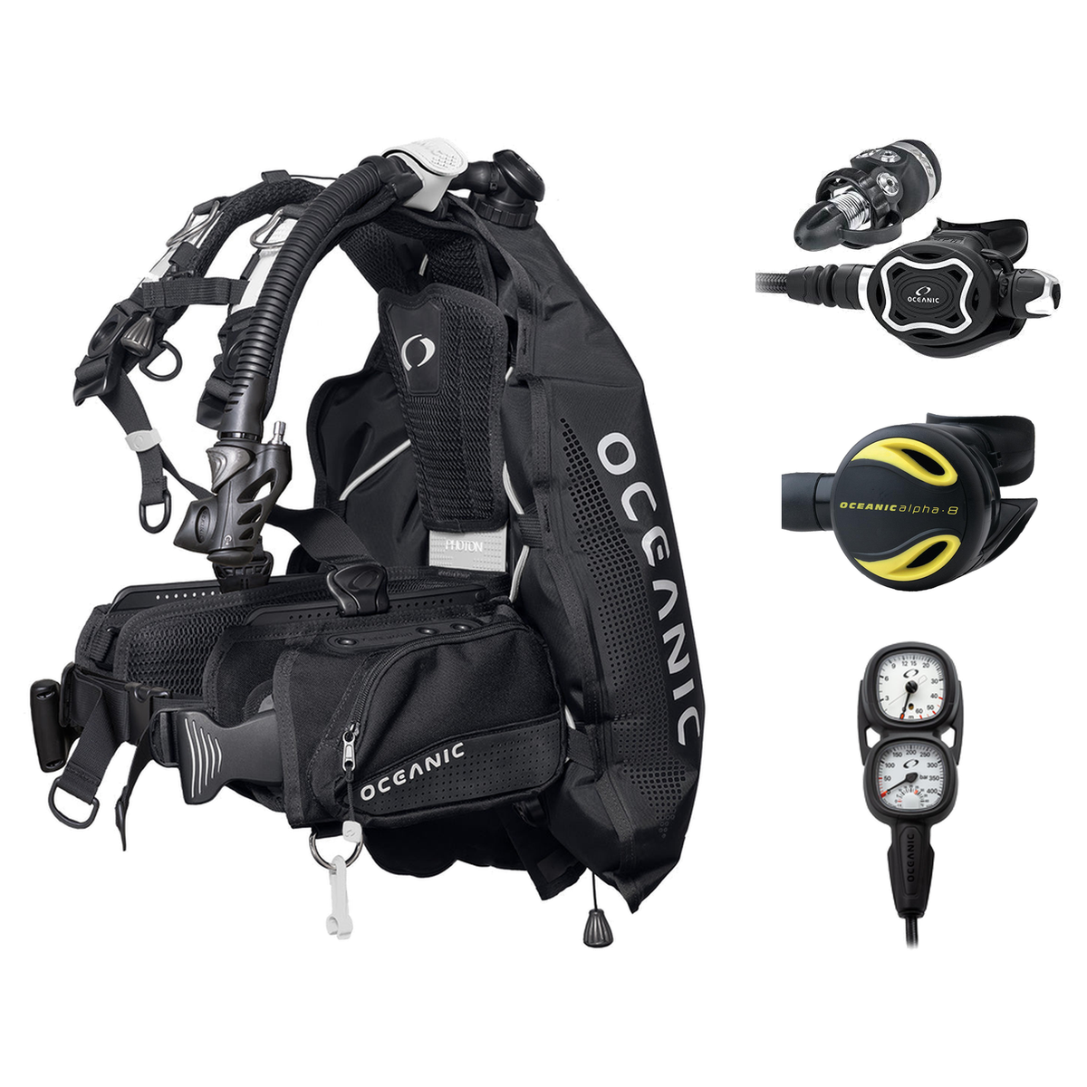 Oceanic Regulator + BCD Scuba Package – Photon Pro Women's BCD w/ Color Kit + ZEO FDX-I Regulator + Alpha 8 Octopus + Maxvie…