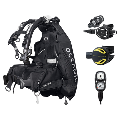 Oceanic Regulator + BCD Scuba Package – Photon Pro Women's BCD w/ Color Kit + ZEO FDX-I Regulator + Alpha 8 Octopus + Maxview Console
