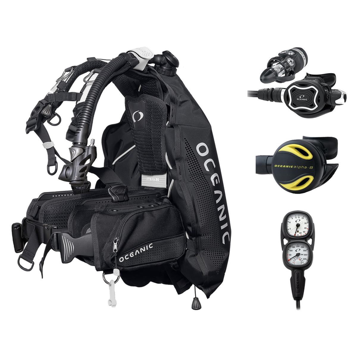 Oceanic Regulator + BCD Scuba Package – Photon Pro Women's BCD w/ Color Kit + ZEO FDX-I Regulator + Alpha 8 Octopus + Maxvie…