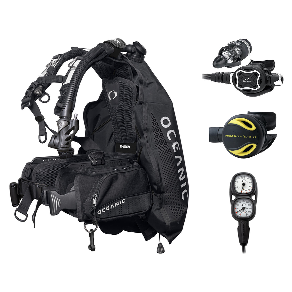 Oceanic Regulator + BCD Scuba Package – Photon Pro Women's BCD w/ Color Kit + ZEO FDX-I Regulator + Alpha 8 Octopus + Maxvie…