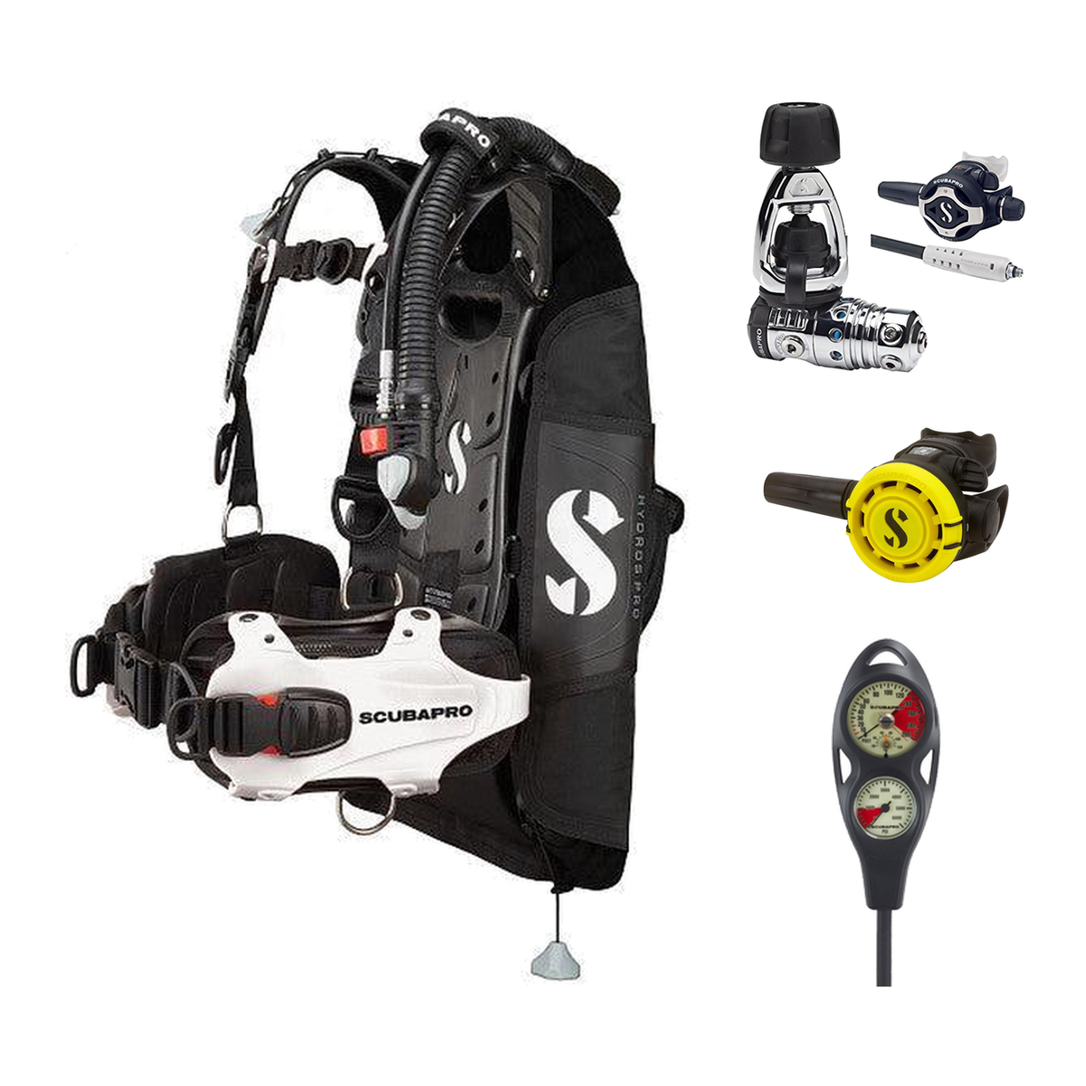 Scubapro Regulator + BCD Scuba Package – Hydros Pro Womens BCD with Color Kit Install + MK25 EVO/S620 Ti Regulator + R105 Oc…