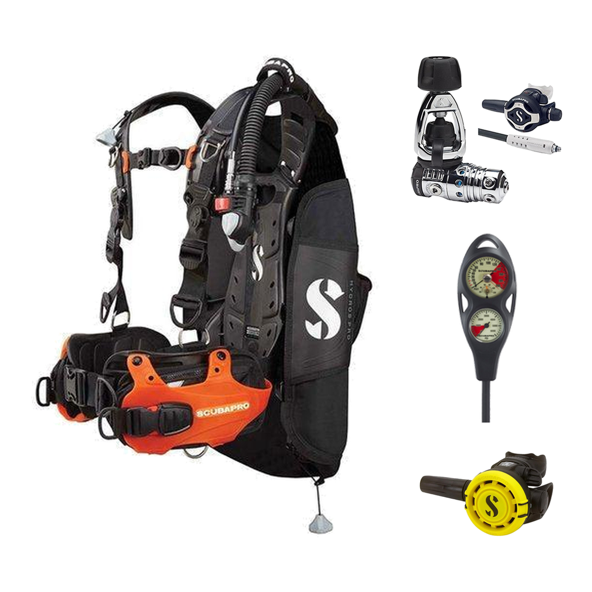 Scubapro Regulator + BCD Scuba Package – Hydros Pro Womens BCD with Color Kit Install + MK25 EVO/S620 Ti Regulator + R105 Oc…