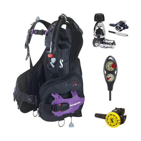Scubapro Regulator + BCD Scuba Package – Hydros X Balanced Inflator Men's with Color + MK25 EVO/S620 Ti Regulator + R105 Oct…
