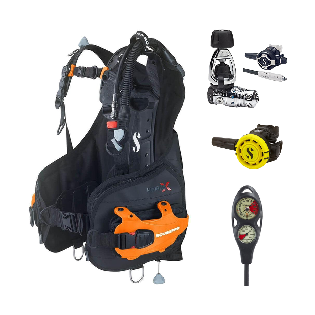 Scubapro Regulator + BCD Scuba Package – Hydros X Balanced Inflator Women's with Colo + MK25 EVO/S620 Ti Regulator + R105 Oc…