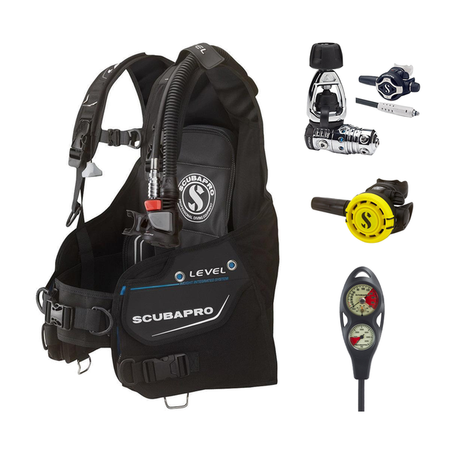Scubapro Regulator + BCD Scuba Package – Level with Air2 + MK25 EVO/S620 Ti Regulator + R105 Octopus + 2-Gauge Console — inc…