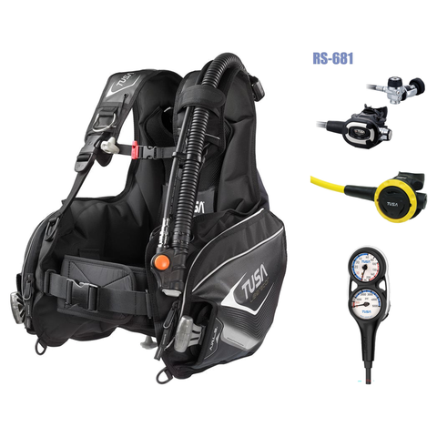 Tusa Regulator + BCD Scuba Package – Liberator BC with AWLS III + RS-681 Regulator + SS-0001 Octopus + 3-Gauge Console