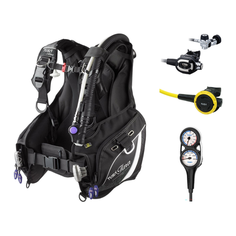 Tusa Regulator + BCD Scuba Package – Tina Women BCD Jacket + RS-681 Regulator + SS-0001 Octopus + 3-Gauge Console