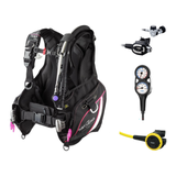 Tusa Regulator + BCD Scuba Package – Tina Women BCD Jacket + RS-681 Regulator + SS-0001 Octopus + 3-Gauge Console — Pink