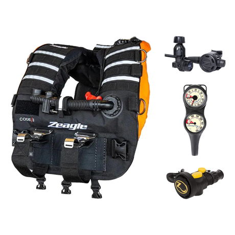 Zeagle Regulator + BCD Scuba Package – Code 3 + F8 Regulator + Octo Z II + 2-Gauge Console — includes Zeagle Code 3, Rescue…