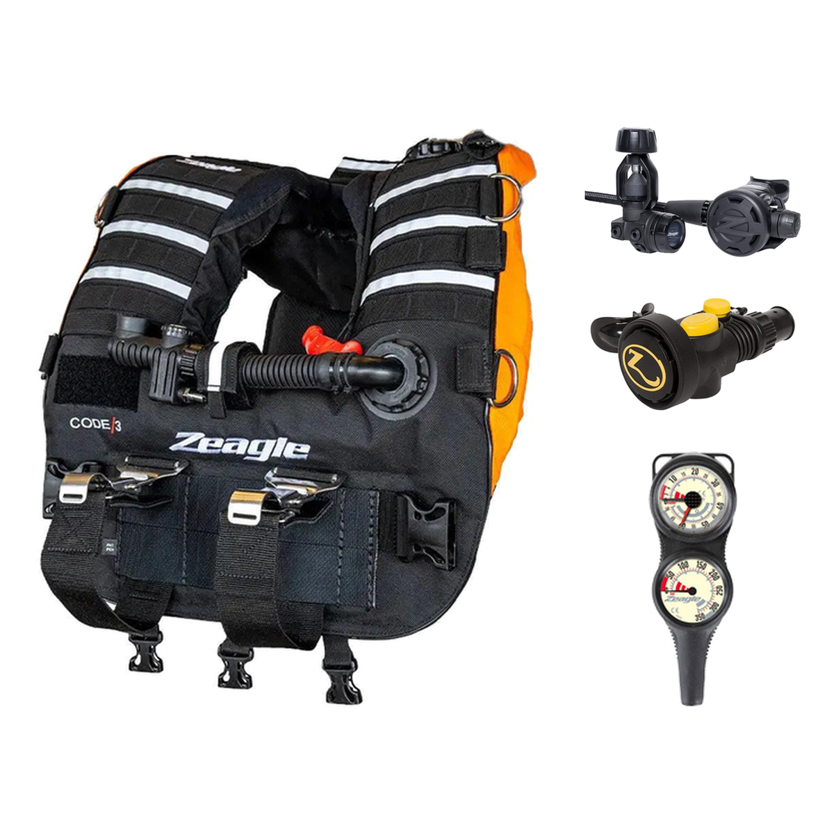 Zeagle Regulator + BCD Scuba Package – Code 3 + F8 Regulator + Octo Z II + 2-Gauge Console