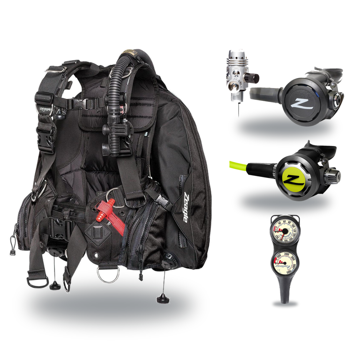 Zeagle Regulator + BCD Scuba Package – Ranger BCD + F8 Regulator + Onyx II Octopus + Combo 2 Gauge Console — Zeagle Ranger L…