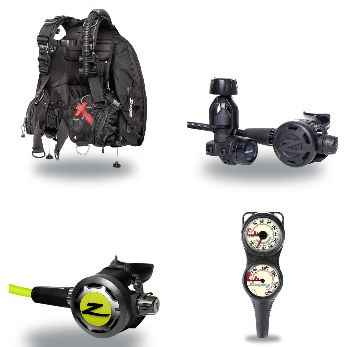 Zeagle Regulator + BCD Package – Ranger BCD + F8 Regulator + Onyx II Octopus + Combo 2 Gauge Console — Zeagle Ranger LTD, Ze…