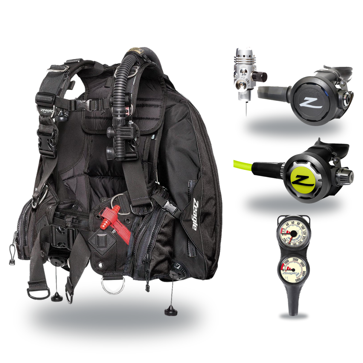 Zeagle Regulator + BCD Scuba Package – Ranger LTD BCD + F8 Regulator + Onyx II Octopus + Combo 2 Gauge Console — Zeagle Rang…