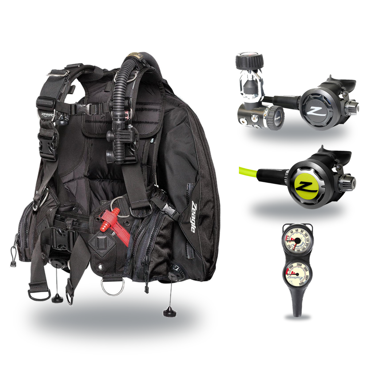 Zeagle Regulator + BCD Scuba Package – Ranger LTD BCD + F8 Regulator + Onyx II Octopus + Combo 2 Gauge Console — Zeagle Rang…