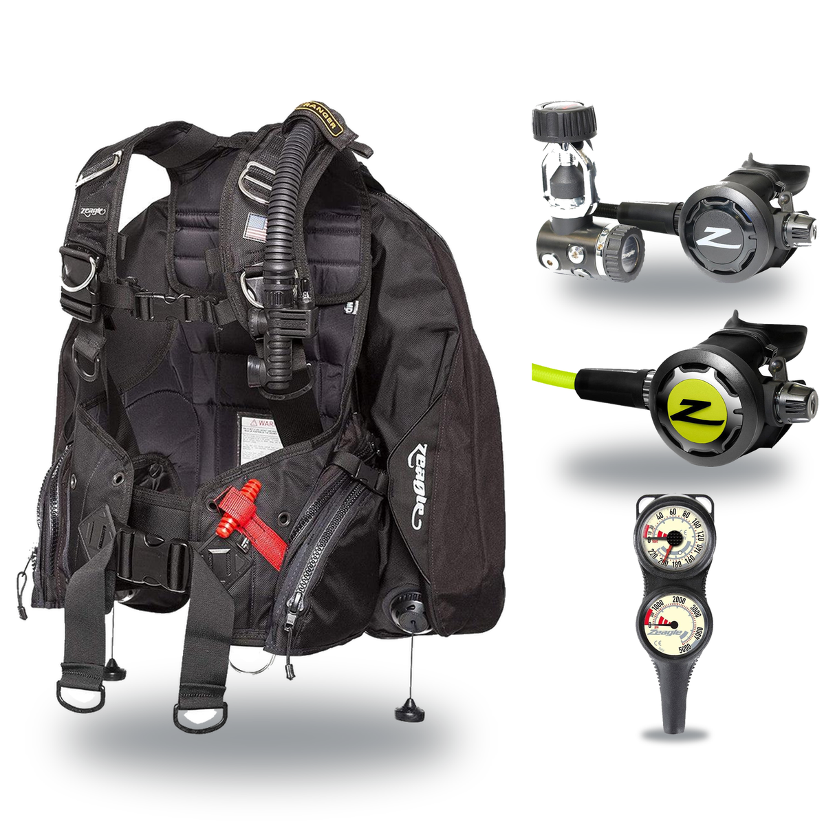 Zeagle Regulator + BCD Scuba Package – Ranger BCD + Onyx II Regulator + Onyx II Octopus + Combo 2 Gauge Console — includes Z…