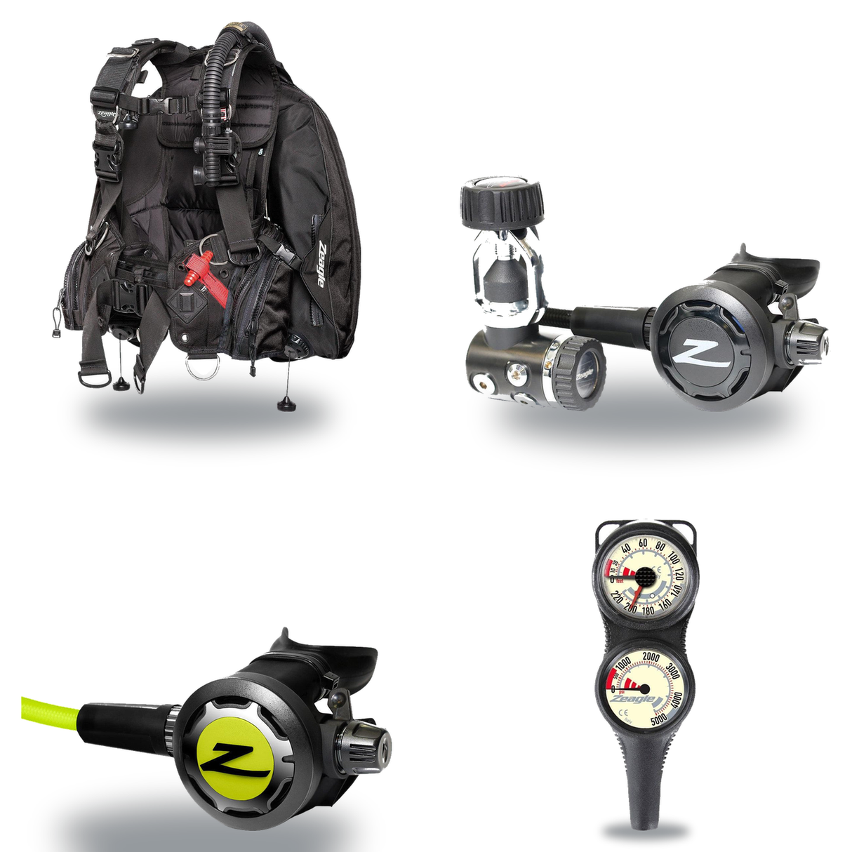 Zeagle Regulator + BCD Package – Ranger BCD + Onyx II Regulator + Onyx II Octopus + Combo 2 Gauge Console — Zeagle Ranger LT…