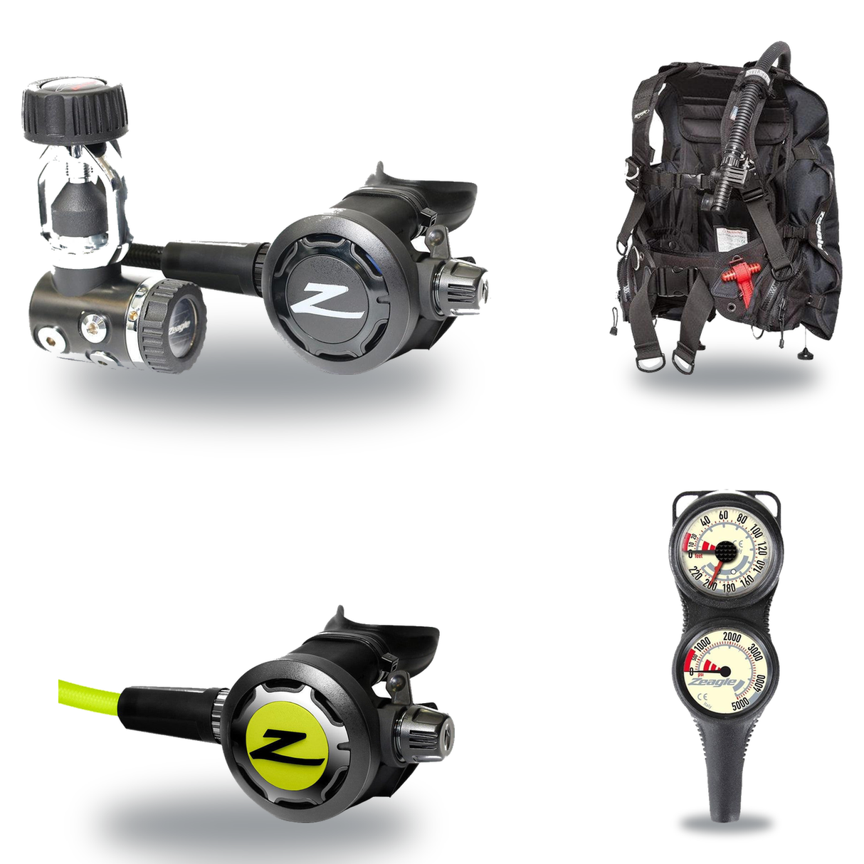 Zeagle Regulator + BCD Scuba Package – Scout BCD + Onyx II Regulator + Onyx II Octopus + Combo 2 Gauge Console — Zeagle Stil…