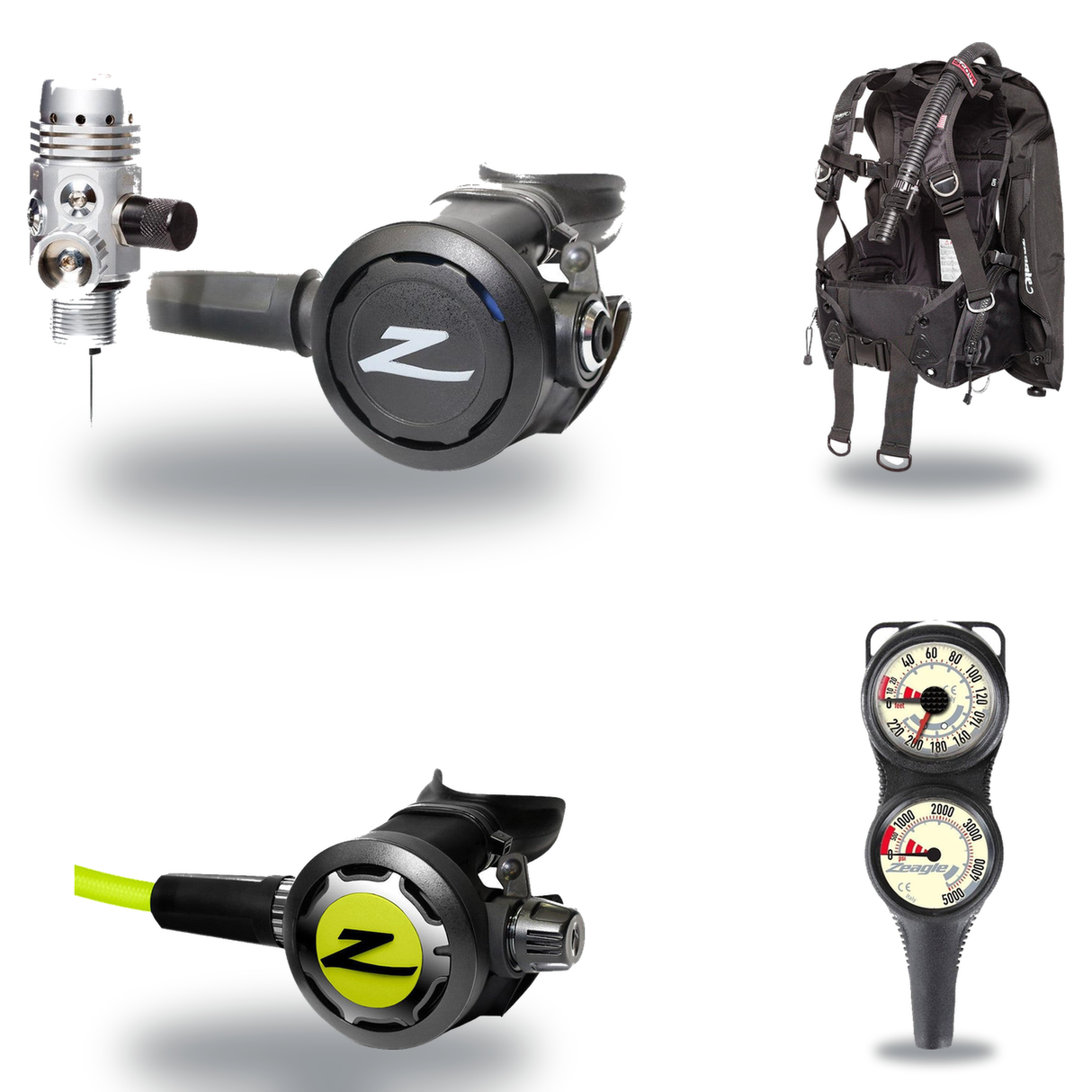 Zeagle Regulator + BCD Scuba Package – Scout BCD + Onyx II Regulator + Onyx II Octopus + Combo 2 Gauge Console — Zeagle Scou…