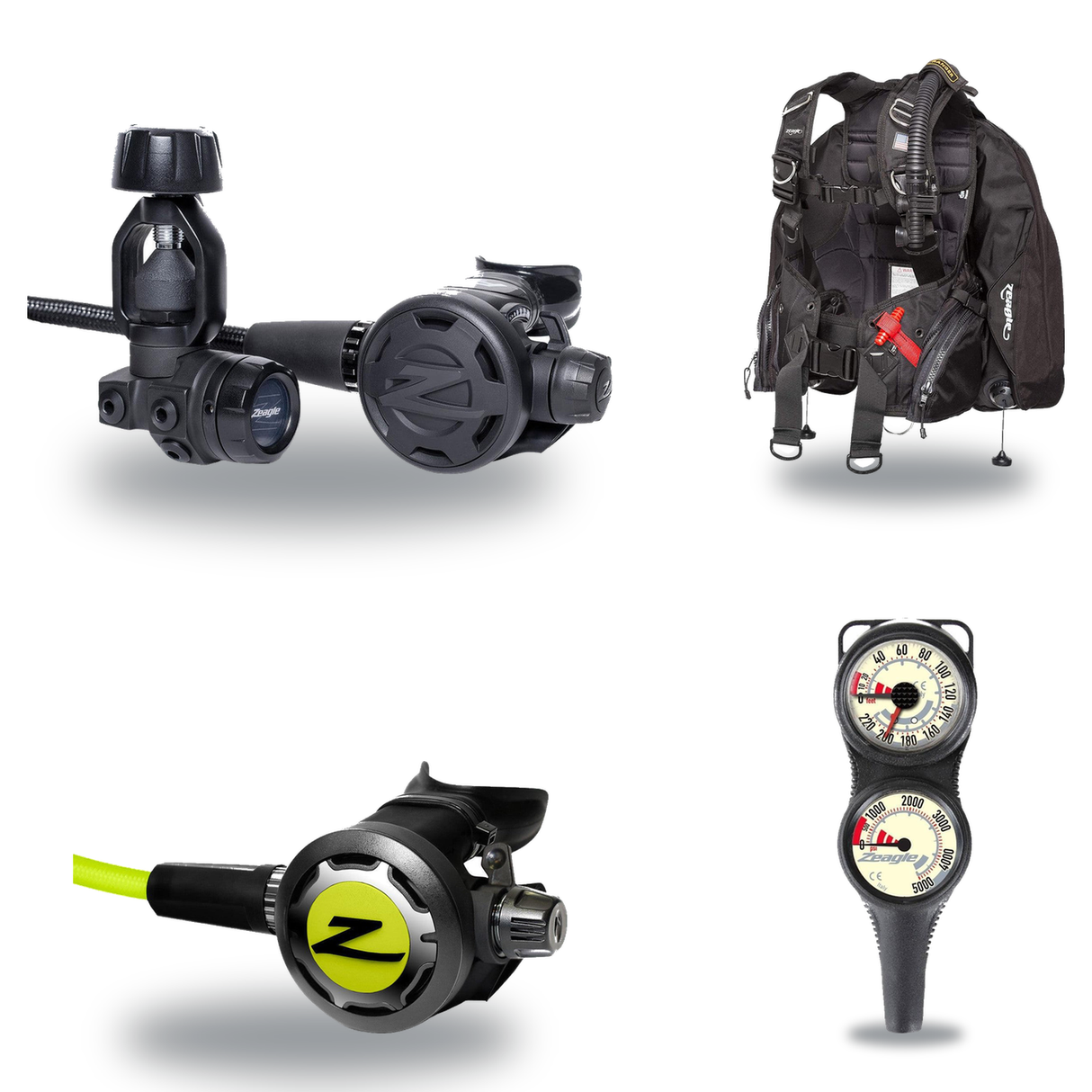 Zeagle Regulator + BCD Scuba Package – Scout BCD + Onyx II Regulator + Onyx II Octopus + Combo 2 Gauge Console — Zeagle Rang…