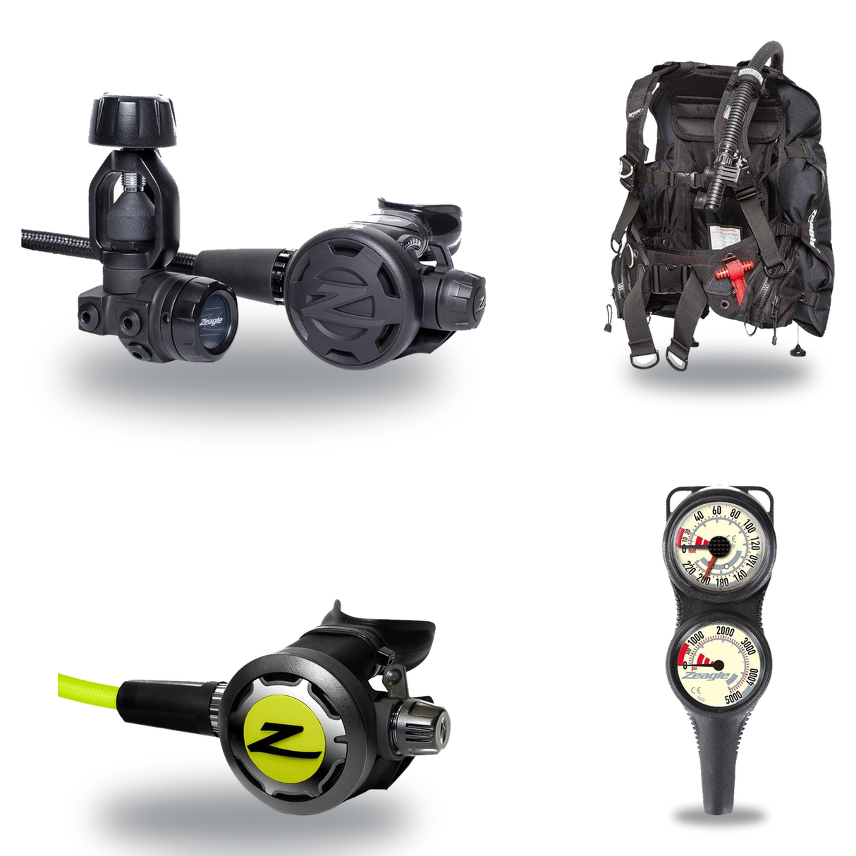 Zeagle Regulator + BCD Scuba Package – Scout BCD + Onyx II Regulator + Onyx II Octopus + Combo 2 Gauge Console — Zeagle Stil…