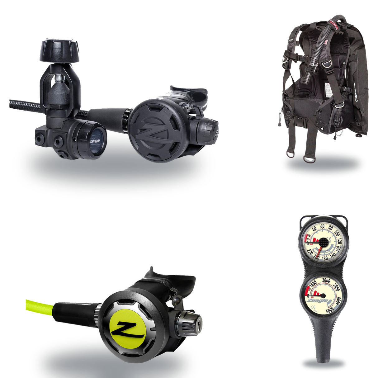 Zeagle Regulator + BCD Scuba Package – Scout BCD + Onyx II Regulator + Onyx II Octopus + Combo 2 Gauge Console — Zeagle Scou…