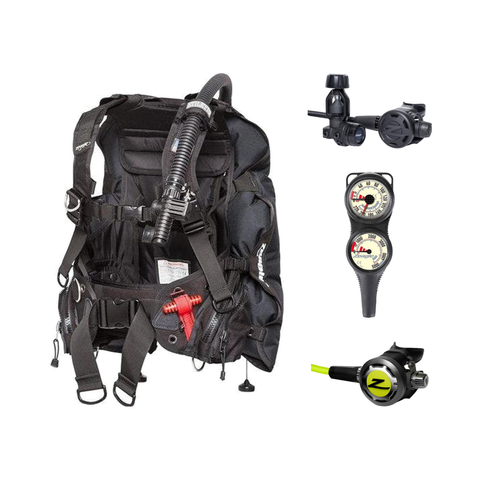 Zeagle Regulator + BCD Scuba Package – Stiletto BCD + F8 Regulator + Onyx II Octopus + Combo 2 Gauge Console