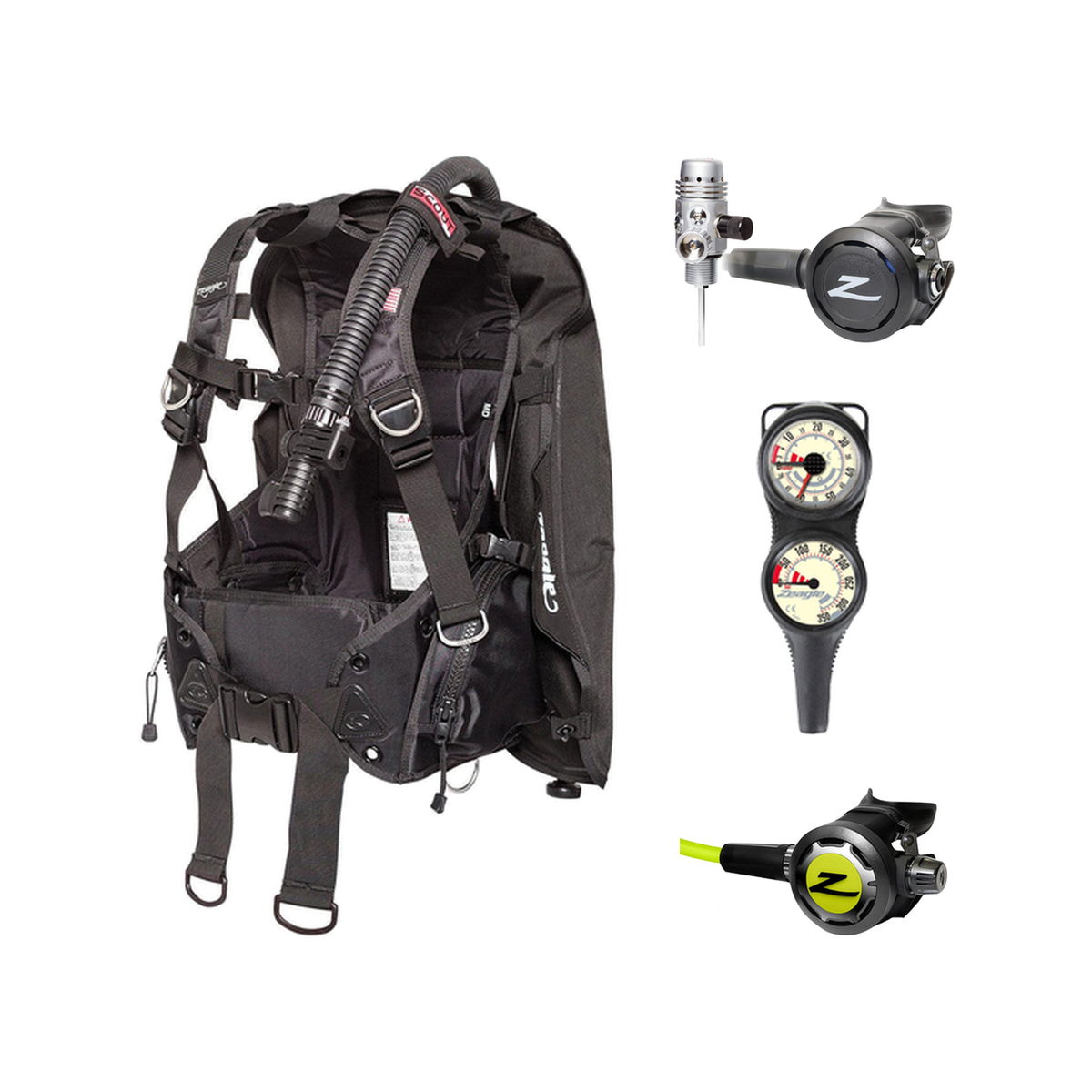 Zeagle Regulator + BCD Scuba Package – Stiletto BCD + F8 Regulator + Onyx II Octopus + Combo 2 Gauge Console — Zeagle Scout,…