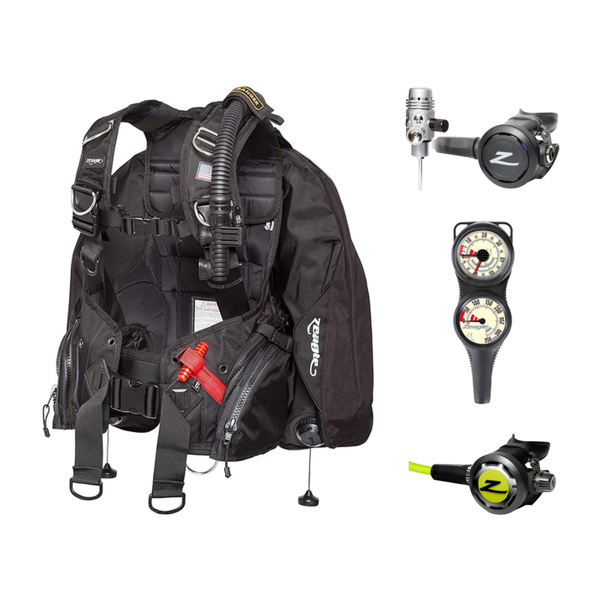 Zeagle Regulator + BCD Scuba Package – Stiletto BCD + F8 Regulator + Onyx II Octopus + Combo 2 Gauge Console — Zeagle Ranger…