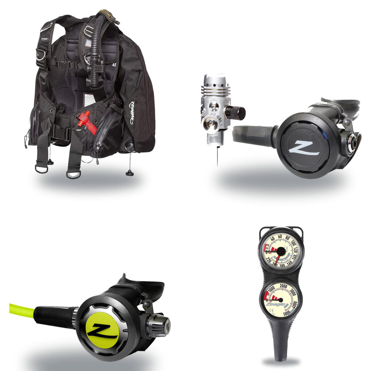 Zeagle Regulator + BCD Scuba Package – Stiletto BCD + Onyx II Regulator + Onyx II Octopus + Combo 2 Gauge Console — Zeagle R…