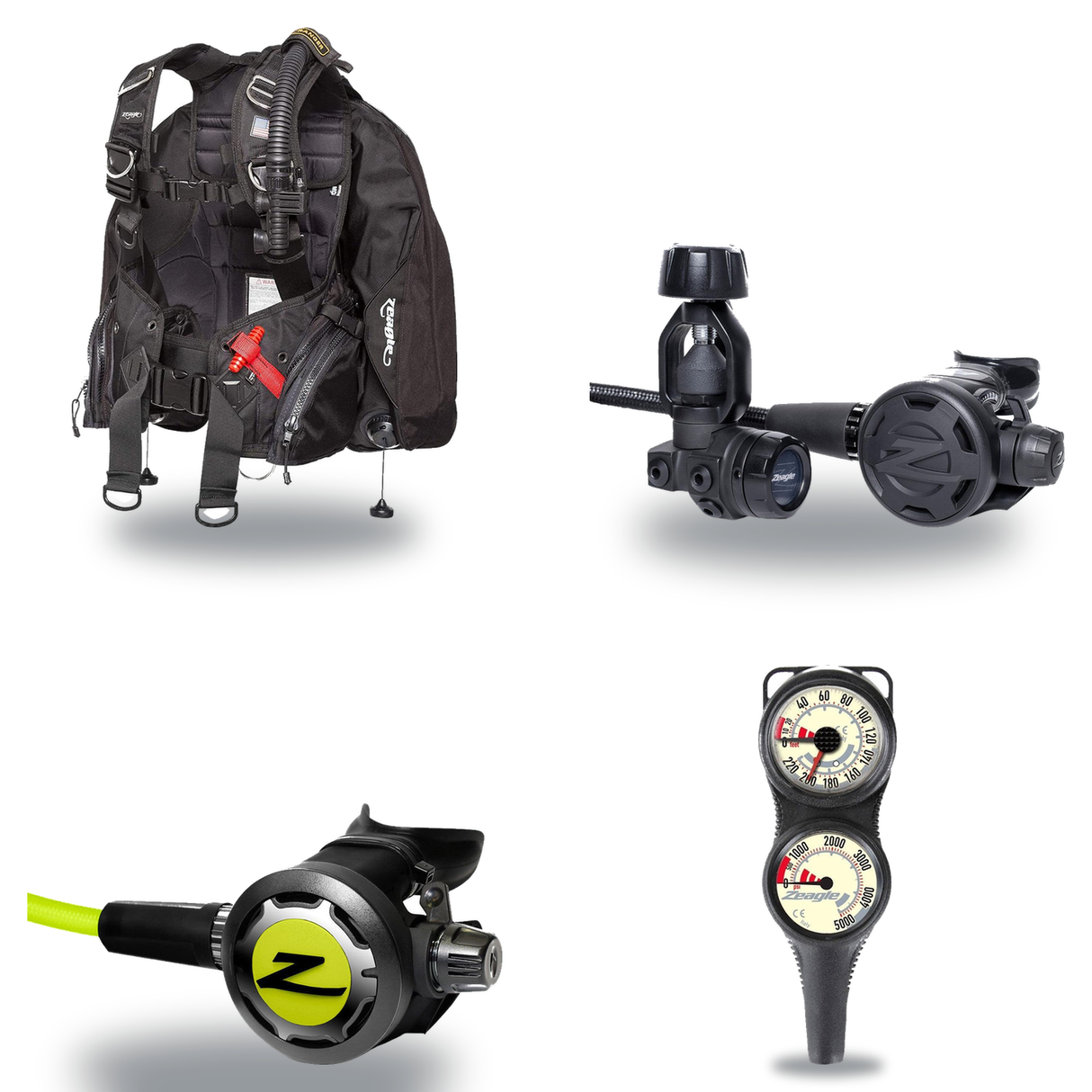 Zeagle Regulator + BCD Scuba Package – Stiletto BCD + Onyx II Regulator + Onyx II Octopus + Combo 2 Gauge Console — Zeagle R…