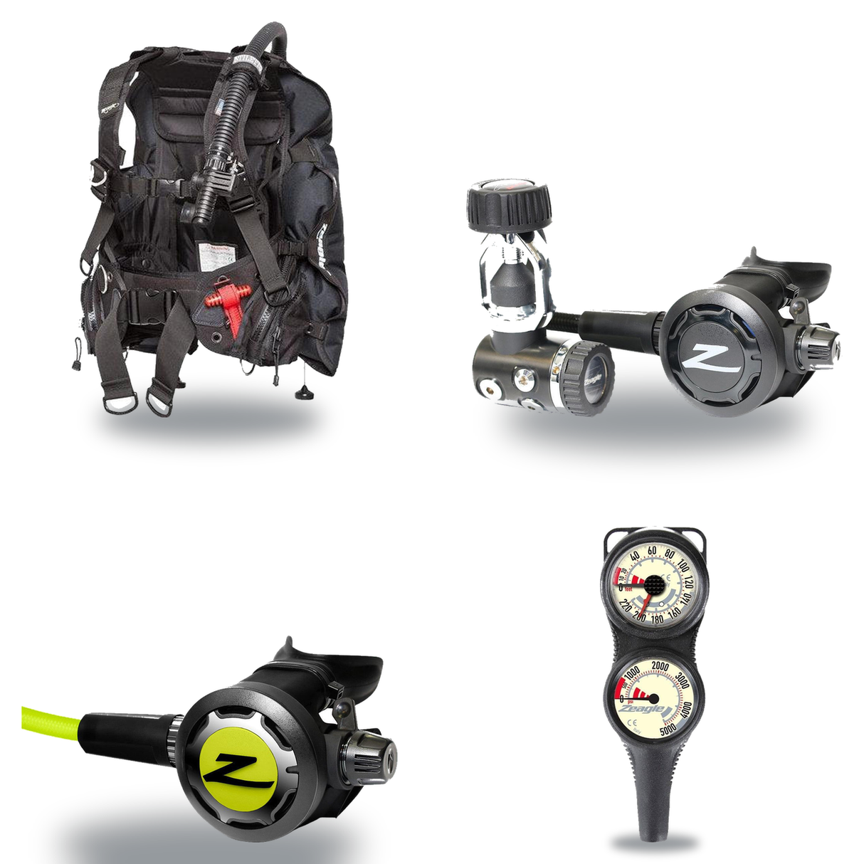 Zeagle Regulator + BCD Scuba Package – Zena BCD + Onyx II Regulator + Onyx II Octopus + Combo 2 Gauge Console — Zeagle Stile…