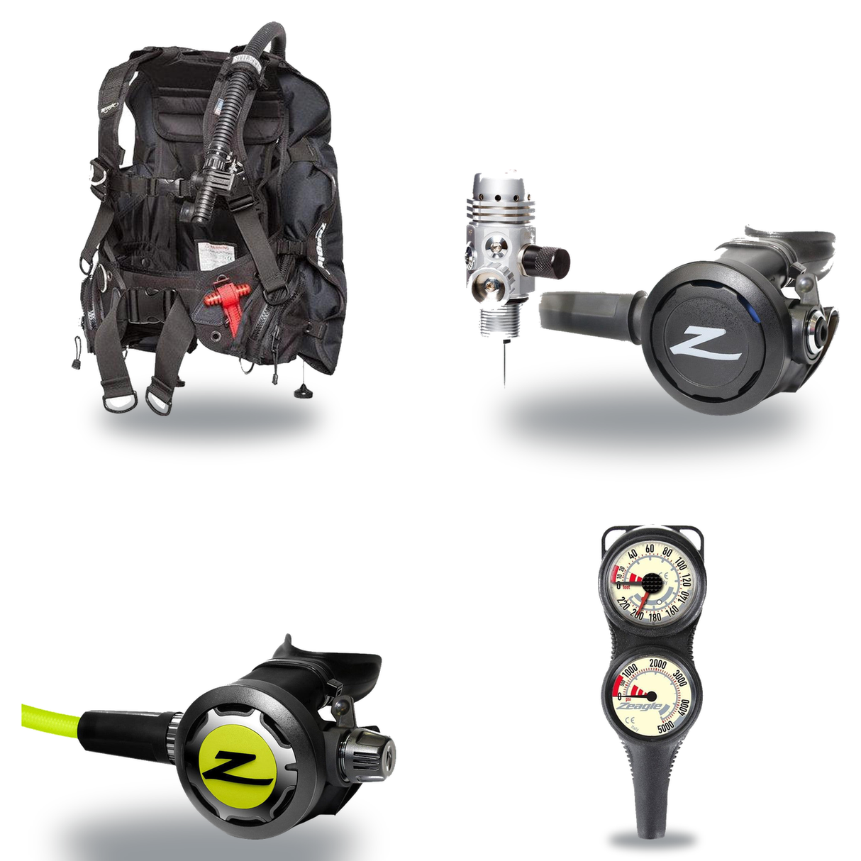 Zeagle Regulator + BCD Scuba Package – Zena BCD + Onyx II Regulator + Onyx II Octopus + Combo 2 Gauge Console — Zeagle Stile…