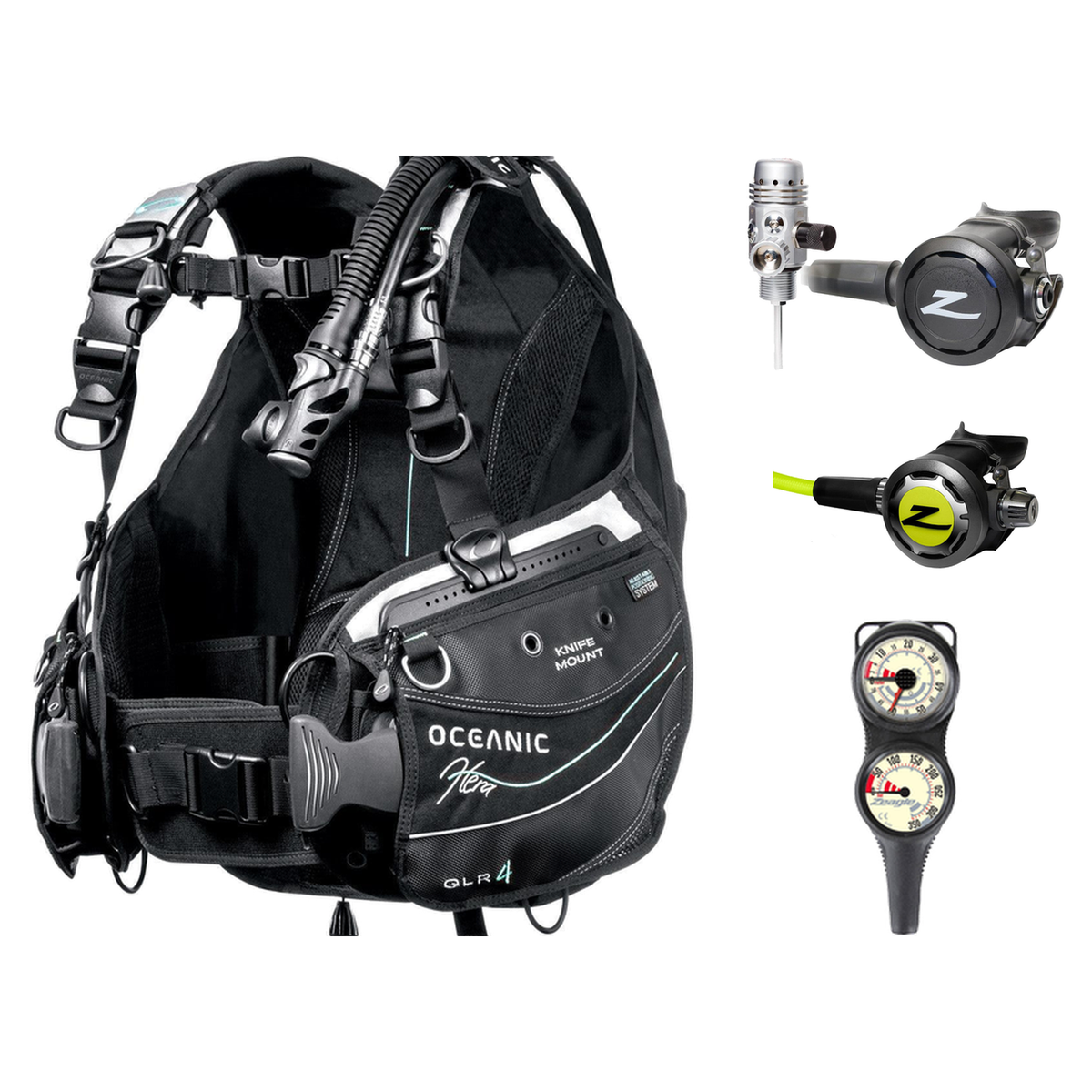 Zeagle Regulator + BCD Scuba Package – Zena BCD + Onyx II Regulator + Onyx II Octopus + Combo 2 Gauge Console — Oceanic Hera…