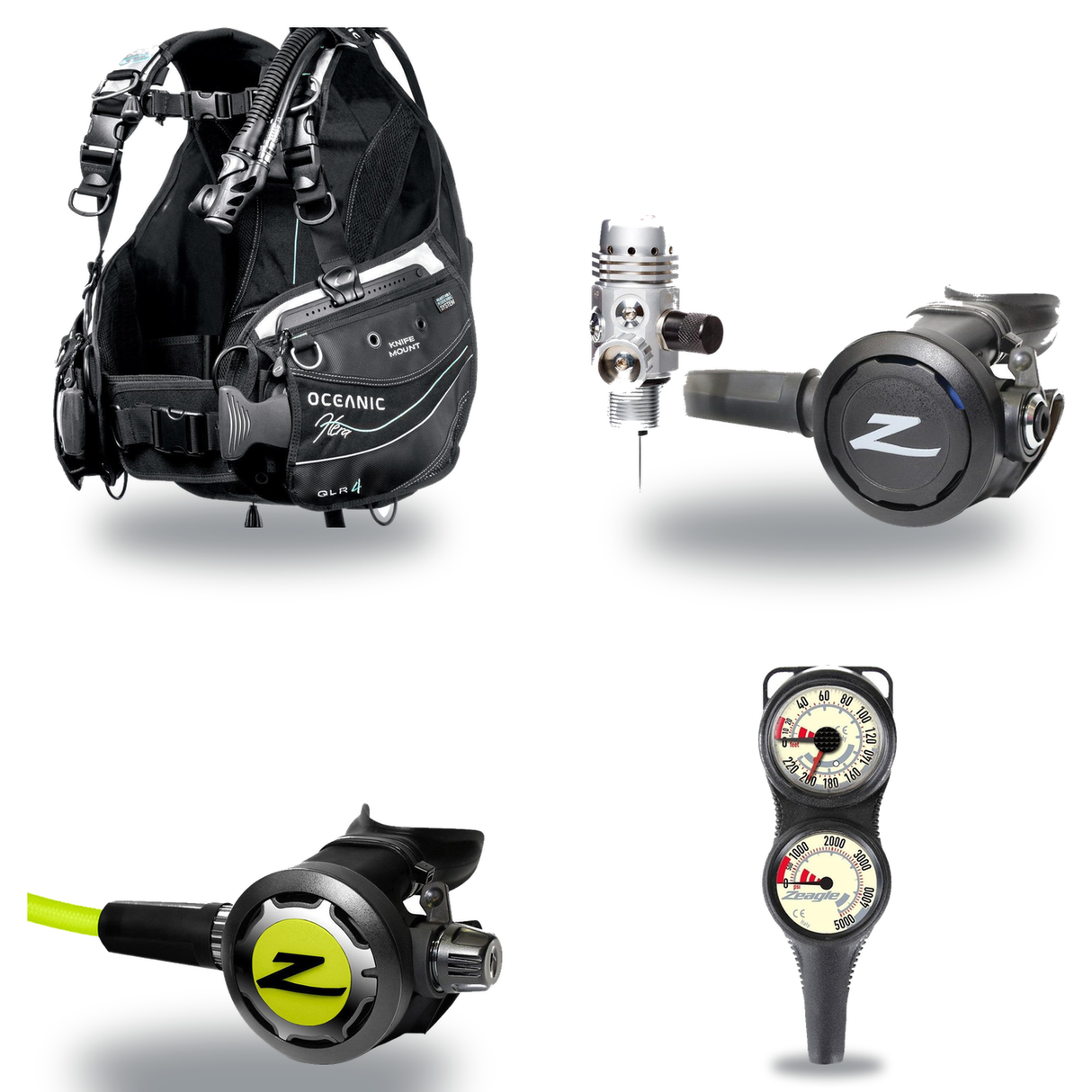 Zeagle Regulator + BCD Scuba Package – Zena BCD + Onyx II Regulator + Onyx II Octopus + Combo 2 Gauge Console — Oceanic Hera…