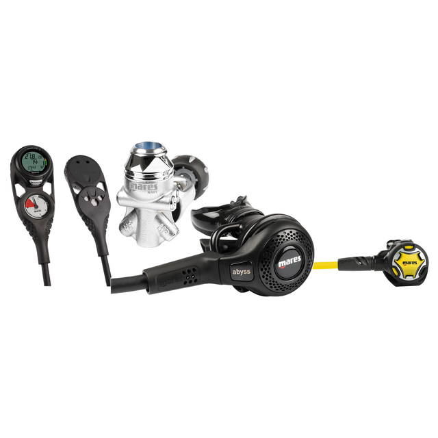 Mares Regulator Package – Abyss 22 Navy II Regulator + Dual Octopus + Mission 2 Console — includes Mares Abyss 22 Navy II Re…